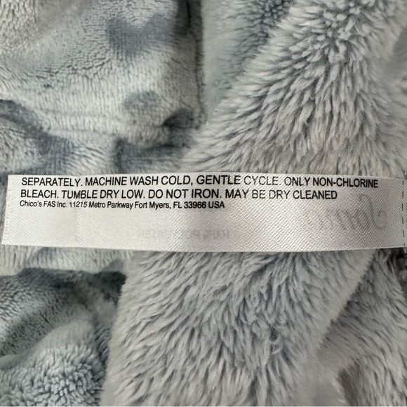 Soma Plush Blue/Gray Embossed Leopard Print Robe Belted Lounge Cozy Size L/XL - Picture 7 of 10